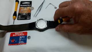 How to Change Replace Batteries in a Casio Forester FT500 W Watch [upl. by Refeinnej]