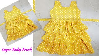 FrillLayer Baby Frock Cutting and Stitching very Easy [upl. by Streetman656]