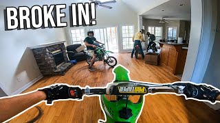 PITBIKES RACE INSIDE ABANDONED HOUSE FIRE ALARMS WENT OFF [upl. by Mandler418]