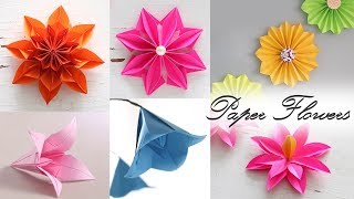 6 Easy Paper Flowers  Paper Folding  DIY Craft [upl. by Lindgren]