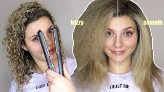 HOW TO STRAIGHTEN CURLY HAIR WITHOUT FRIZZ [upl. by Assilaj]