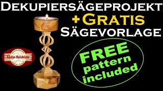 Dekupiersäge projekt Kerzenständer  gratis Sägevorlage  Scroll saw with free pattern included [upl. by Ahsieit]