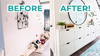 Small Entryway Makeover with IKEA hack for TONS of hallway storage  The DIY Mommy [upl. by Eddie]