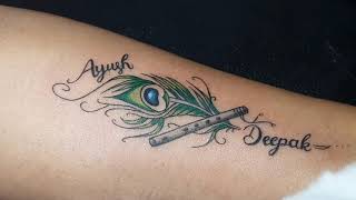 Mor Pankh Tattoo Design And With Names Ayush and Deepak [upl. by Abbye]