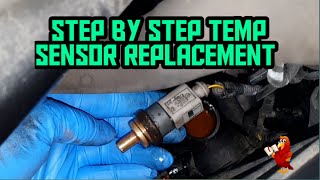 COOLANT TEMPREATURE SENSOR REPLACEMENT VW [upl. by Elawalo230]