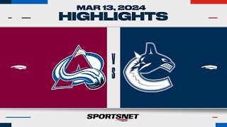 NHL Highlights  Avalanche vs Canucks  March 13 2024 [upl. by Junette]