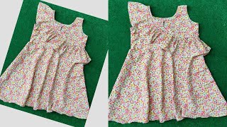 Angrakha Frill Baby Frock Cutting and Stitching  Step by Step Tutorial [upl. by Ahouh]