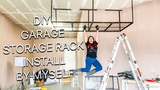 OVERHEAD STORAGE RACK DIY  FLEXIMOUNT RACK INSTALL AND REVIEW [upl. by Enimsay]