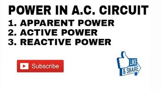 14 Power in AC Circuit  Active Power Apparent Power Reactive Power Power Triangle [upl. by Resa]