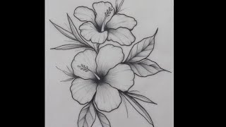 How To Draw Flowers Easy Step by Step  Hibiscus Flower Drawing [upl. by Attaynik]