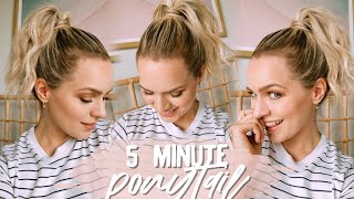 My 5 Minute Ponytail Routine Short Hair  KayleyMelissa [upl. by Milurd]