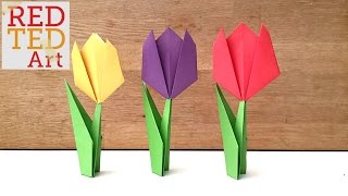 Easy Paper Tulip Origami Flower [upl. by Shelia]