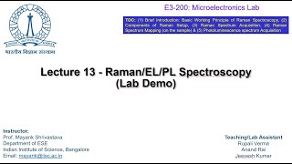 Lecture 13  RamanELPL Spectroscopy Lab Demo [upl. by Llywellyn]