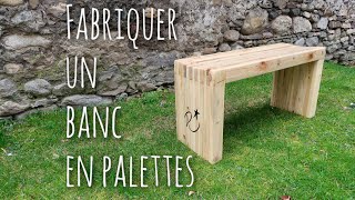 Fabriquer un banc en palettes DIY pallet wood slat bench [upl. by Adnamal]