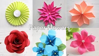 6 Easy Paper Flowers  Flower Making  DIY [upl. by Idurt716]