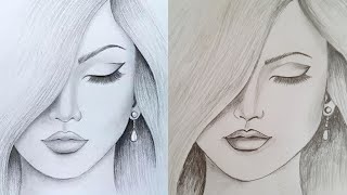 Farjana Drawing Academy and My Drawings  Pencil Sketch Of Girl  FarjanaDrawingAcademy [upl. by Anyrak737]