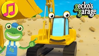 The Excavator Song  Geckos Garage  Construction Truck Songs For Children [upl. by Maiocco]