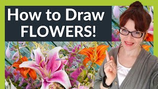 How To Draw Flowers For Beginners 12 EASY tips [upl. by Poucher]