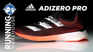 adidas adizero Pro First Look Review  Carbon Fiber Plate  Boost  Lightstrike [upl. by Aniale525]