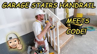 EASY GARAGE STAIRS HANDRAIL DIY How to Build and Install Handrail to CODE [upl. by Swec]