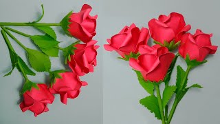 Handmade Paper Rose  Easy and Beautiful Paper Flower Rose Making  DIY Flowers [upl. by Anitsirhc121]