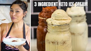 3 INGREDIENT KETO ICE CREAM Vanilla Chocolate amp Peanut Butter Keto Ice Cream [upl. by Oinota]