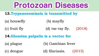 Parasitology MCQ Questions  Protozoan disease MCQ [upl. by Anaert]