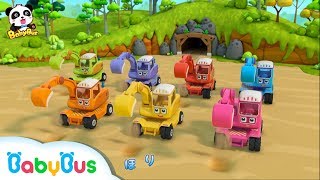 【知育】ショベルカーのうた  のりものの歌  はたらく車  赤ちゃんが喜ぶアニメ  動画  ベビーバス BabyBus [upl. by Ynots]