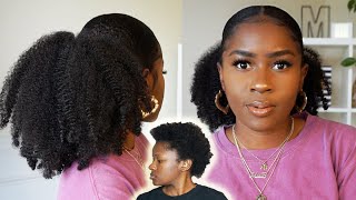 How to do a Low Sleek Fluffy Ponytail on Short 4C Natural Hair Under 10 BucksMona B [upl. by Zuleika34]