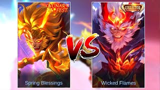 Sun Wicked Flames Collector Skin VS Spring Blessing Lunar Fest Skin MLBB Comparison [upl. by Attenwahs]