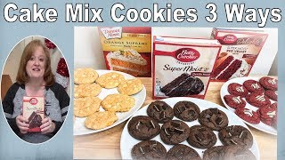 CAKE MIX COOKIES 3 WAYS  Easy Holiday Cookies  Choc Mint Red Velvet Kiss Creamsicle [upl. by Linder]