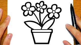 HOW TO DRAW A FLOWER POT 💐  Easy drawings [upl. by Mullac]