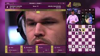 Magnus Carlsen vs Hikaru Nakamura FINAL GAME 1  Rapid Meltwater Champions Chess Tour Finals [upl. by Anavi995]