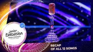 Recap of all 12 songs  Junior Eurovision 2020 [upl. by Llerraj]