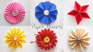 6 Easy Paper Flowers  Flower Making  DIY [upl. by Eerdua]