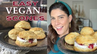 Vegan Scones with clotted cream  EASY RECIPE PERFECT AND BUTTERY [upl. by Enirual674]