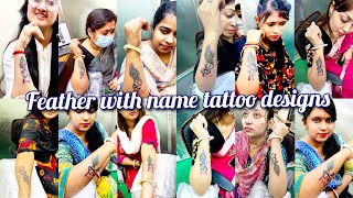 Name With Feather Tattoo Designs । Best Name Tattoo Designs। [upl. by Haerb]