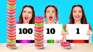 100 LAYERS FOOD CHALLENGE  Giant VS Tiny Food For 24 Hours by 123 Go FOOD [upl. by Alyakim]