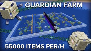 Minecraft Guardian Farm  No Drain Needed  55k Items Per Hour [upl. by Arda489]