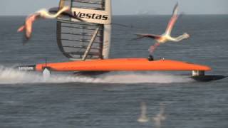 Vestas Sailrocket 2 light wind practice [upl. by Laehcym]