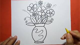 Easy and simple Flower Vase drawing [upl. by Berard]