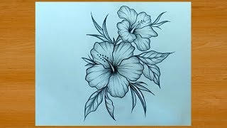 Beautiful Flower Drawing With Pencil Easy [upl. by Zeb276]