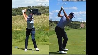 Justin Thomas golf swing  Long Iron faceon amp downtheline July 2017 [upl. by Ellynn707]