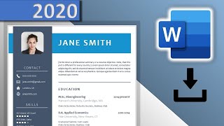 CV Template Word DOWNLOAD FREE ⬇ 2020 😱  Blue Resume Design with Icons ✪ DOCX ✪ [upl. by Dao]