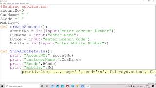 Python Function  Banking Application Program [upl. by Swithbert54]