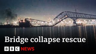 Baltimore bridge collapse triggers major rescue operation  BBC News [upl. by Elocon]