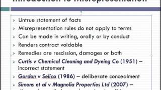 Misrepresentation Lecture 1 of 4 [upl. by Dorsey]