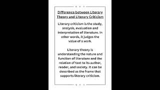 Literary Criticism  Literary Theory  English Literature [upl. by Petracca439]