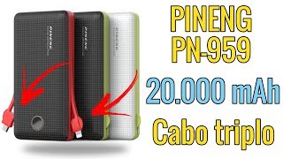 Review  Power Bank Pineng 20000 mAh PN959 Carregador Portátil Celular  TioChicoShop [upl. by Anoi]