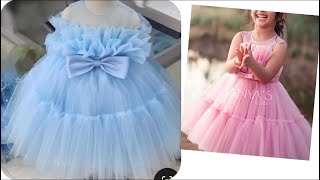 DIY Baby Frock Cutting And Stitching Frill Frock Cutting Ball Gown 7to8 year Girl Frock Cutting [upl. by Noryt239]